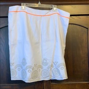 Tahari white linen embellished skirt